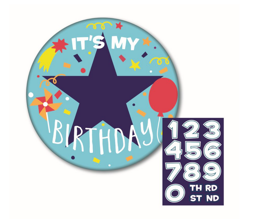 Add A Age Birthday Badge 10cm - Blue