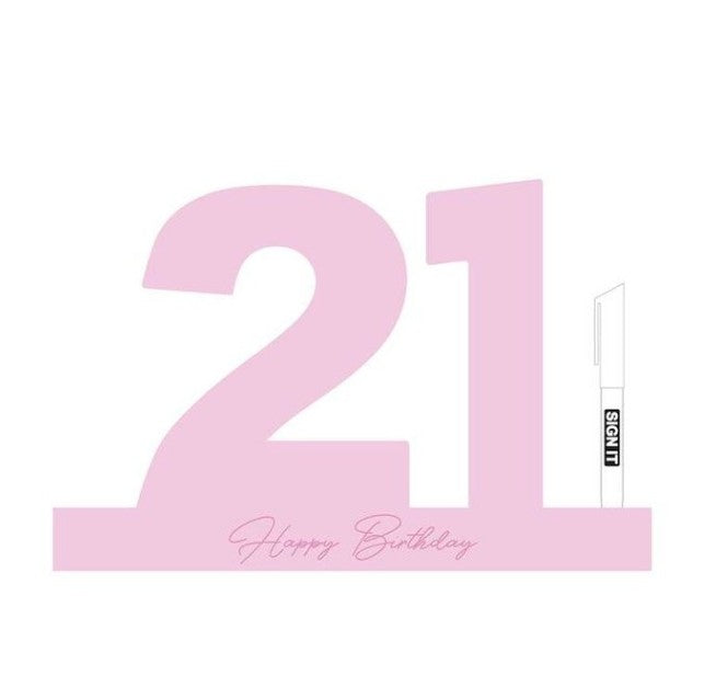 Fairy Floss Pink 21ST Signature Block With Pen