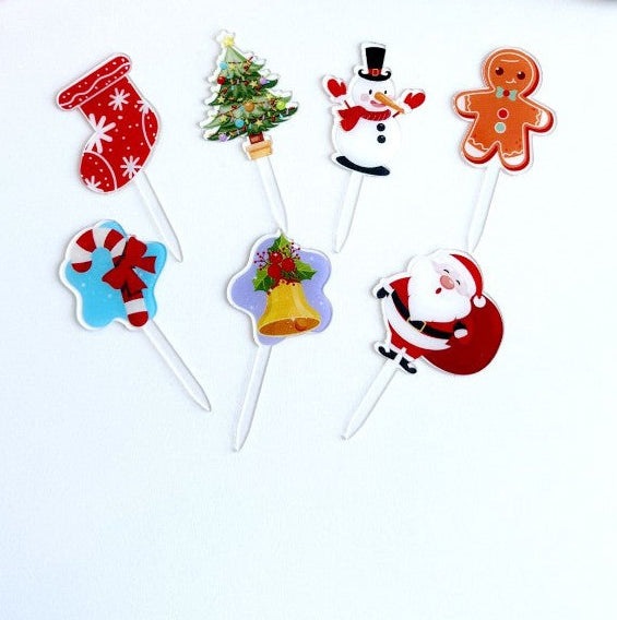 Christmas Mixed Cupcake Toppers 7 Pack