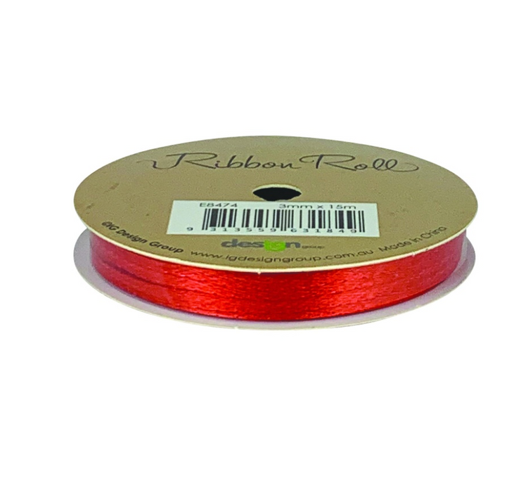 Ribbon Roll 3mm x 15m - Red