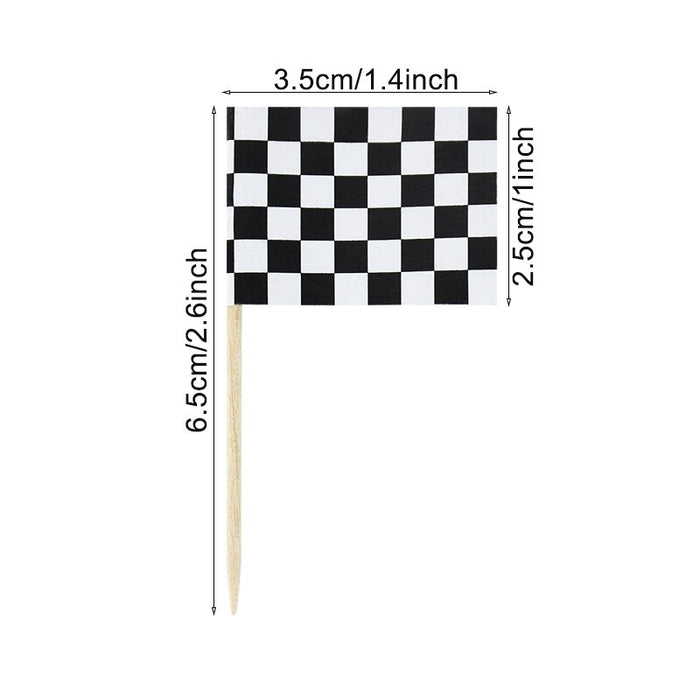 Checkerd Flag Topper Black & White Checkered Flag Pick Cupcake Topper 25pk — Party Mix ...