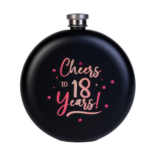 Rose Gold Happy 18th Birthday Round Flask
