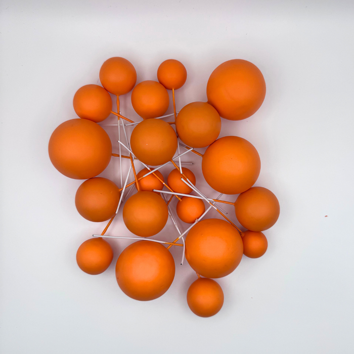 Cake Ball Toppers 20pc Mixed Sizes - Orange