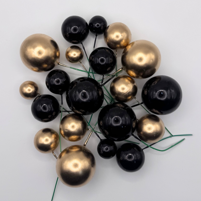 Cake Ball Toppers 20pc - Gold and Black