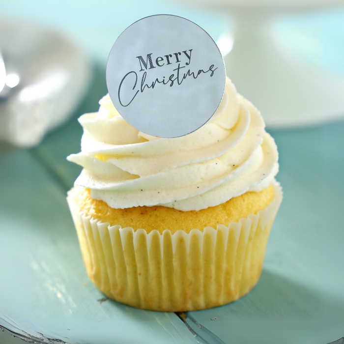 Merry Christmas Acrylic Disc Cupcake Toppers 10pk