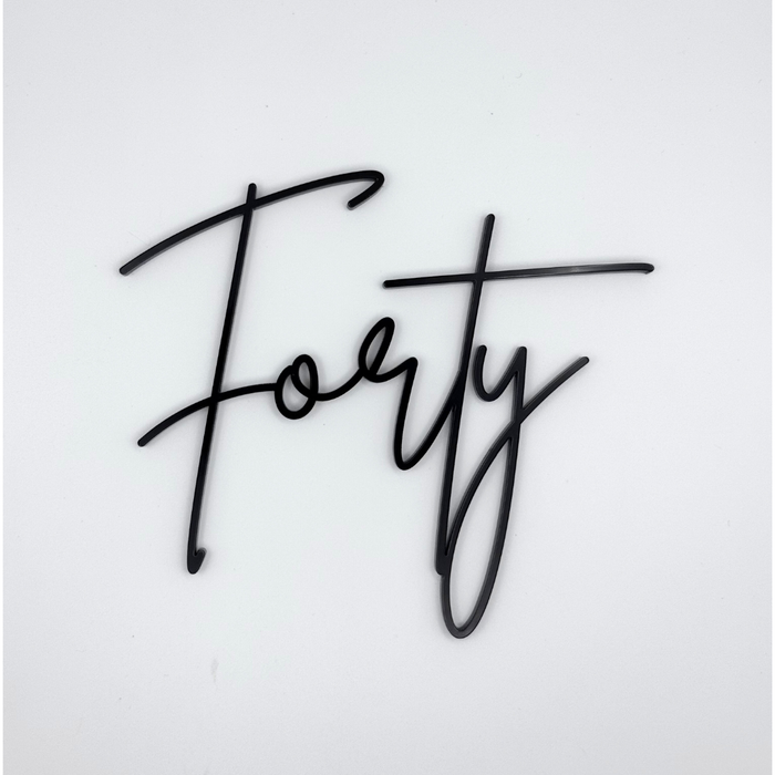 Forty Black Acrylic Cake Charm