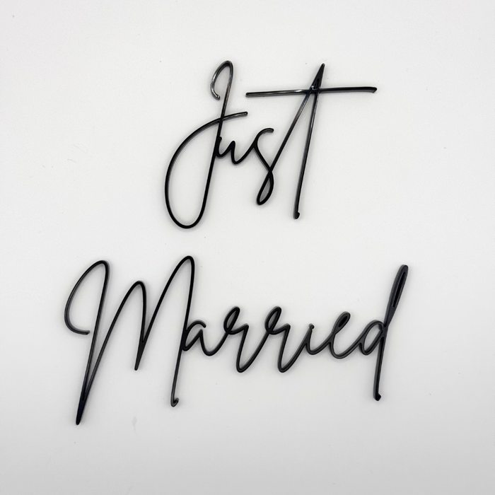 Just Married Black Acrylic Cake Charm