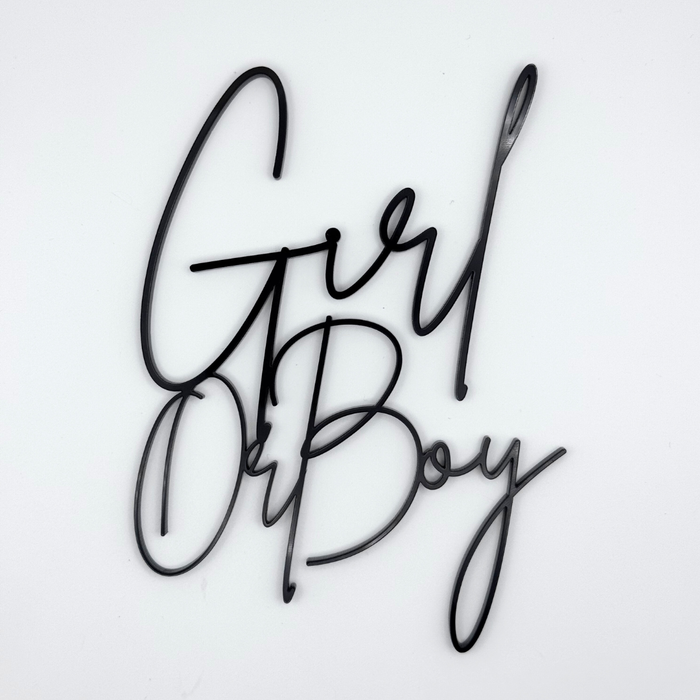 Girl Or Boy Black Acrylic Cake Charm