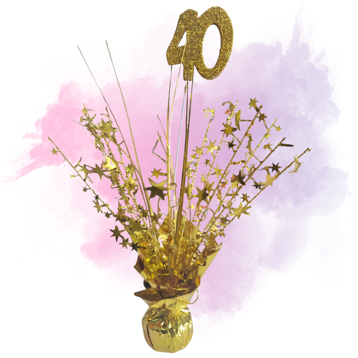 Foil Spray Centerpiece - Gold 40th Birthday