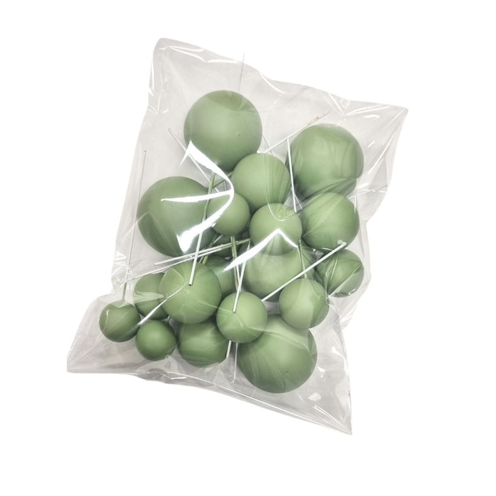 Cake Ball Toppers 20pc Mixed Sizes - Sage Green