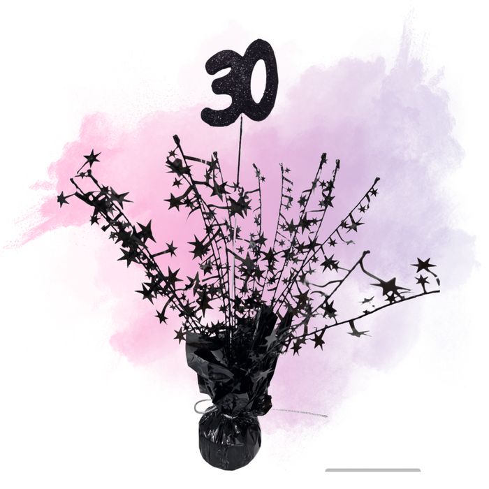 Foil Spray Centerpiece - Black 30th Birthday
