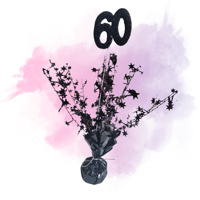 Foil Spray Centerpiece - Black 60th Birthday