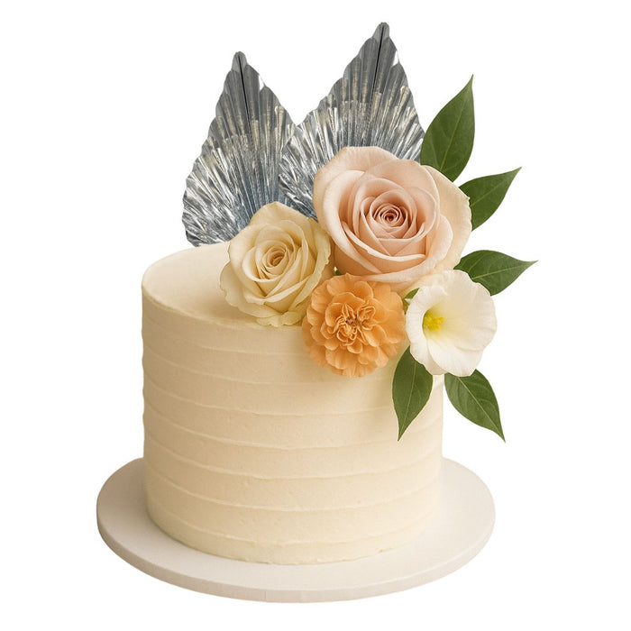 Paper Fan Cake Topper 2pc - Metallic Silver