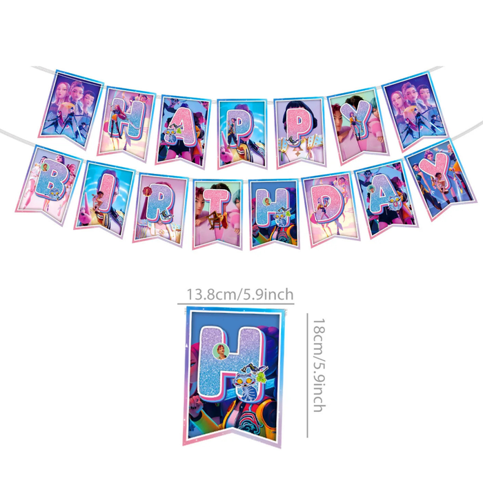 KPop Demon Hunterz Birthday Banner Bunting