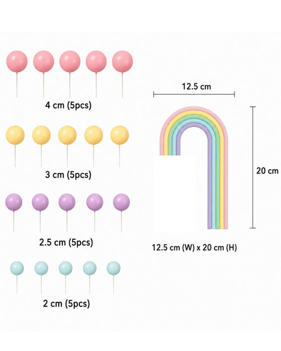 Cake Topper Deco Kit - Pastel Rainbow