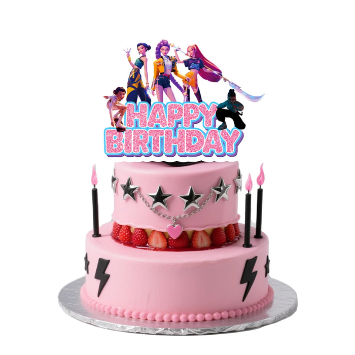 KPop Demon Hunterz Happy Birthday Cake Topper