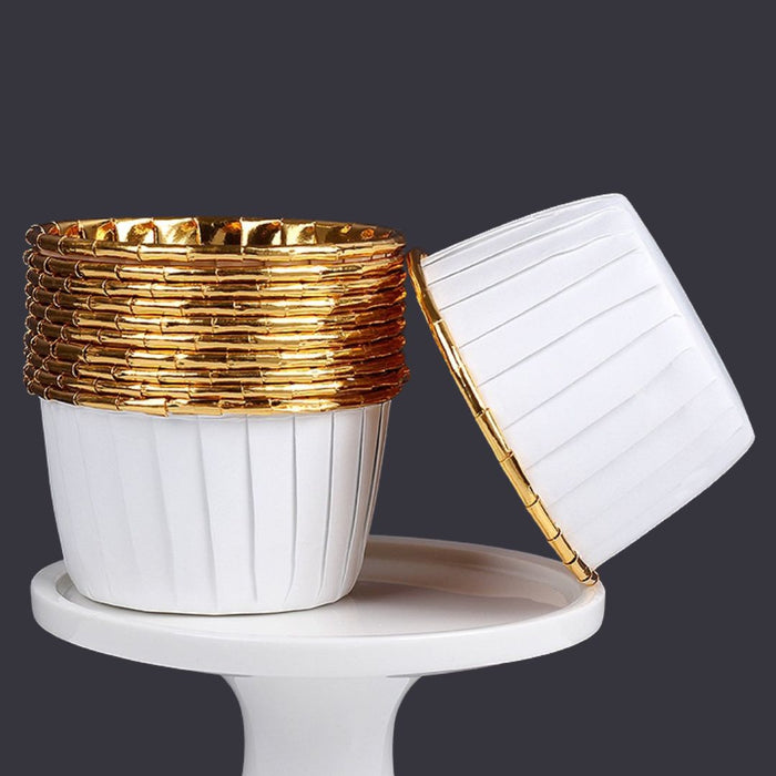 Foil Baking Cup 50pk - White & Gold