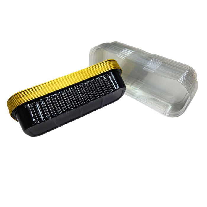 Rectangle Foil Baking Cup with Lid 10pk - Black & Gold