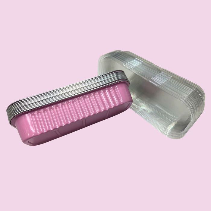 Rectangle Foil Baking Cup with Lid 10pk - Pink