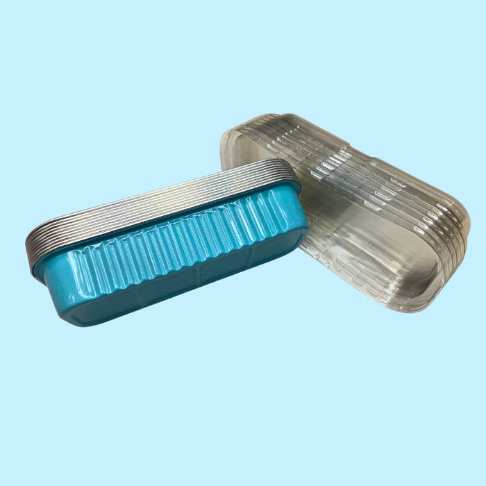 Rectangle Foil Baking Cup with Lid 10pk - Blue