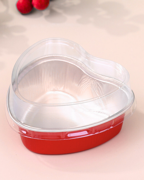 Heart Foil Baking Cup with Lid 20pk - Red
