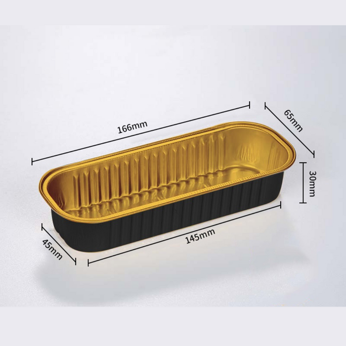 Rectangle Foil Baking Cup with Lid 10pk - Black & Gold