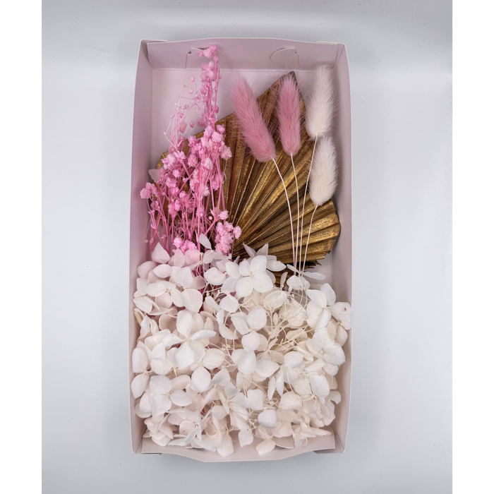 Dried Flower Box - Light Pink And White