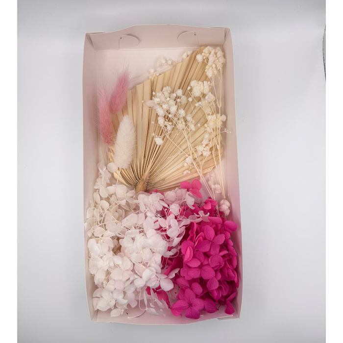 Dried Flower Box - Hot Pink And White