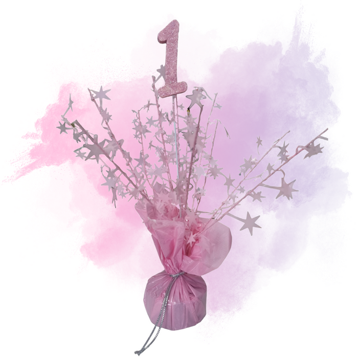 Foil Spray Centerpiece - Pink 1st Birthday
