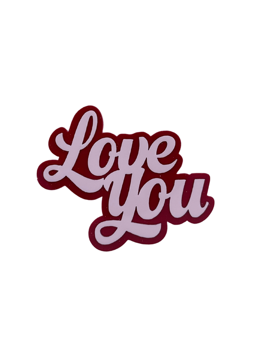 Red & Pink Love You Double Layer Cupcake Topper