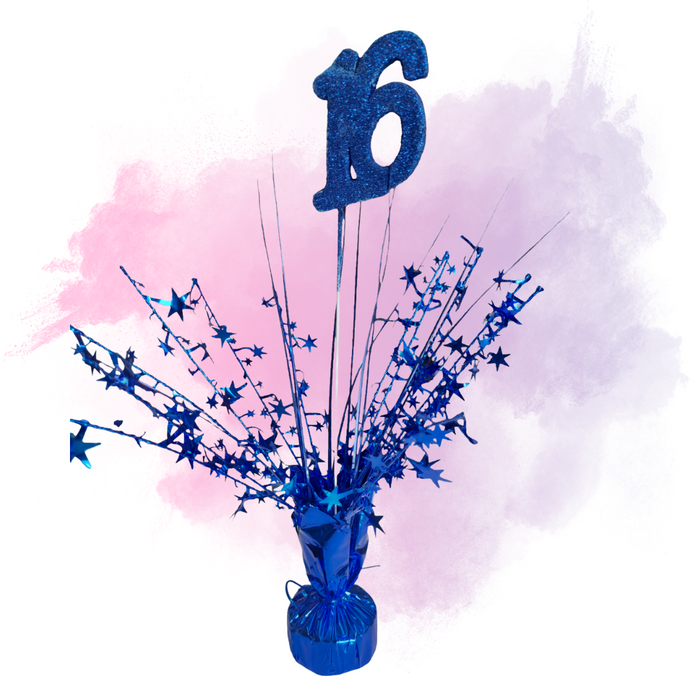 Foil Spray Centerpiece - Blue 16th Birthday