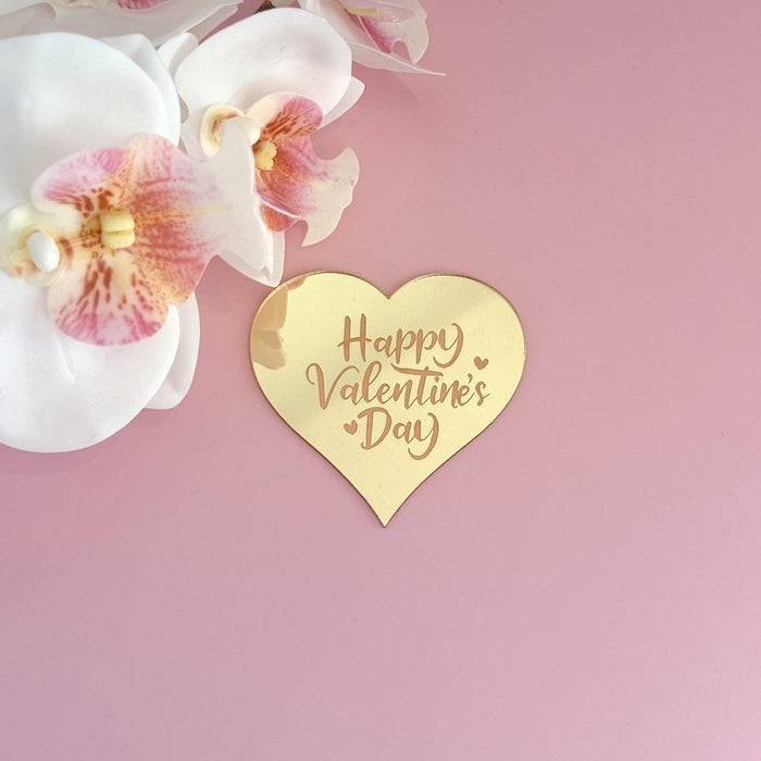 Happy Valentine's Day Cupcake Topper Gold