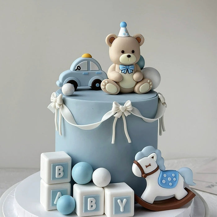 Baby Bear Cake Topper Set Blue 7pc