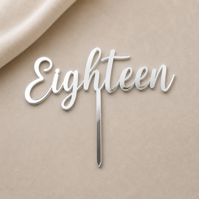 Eighteen Cursive Acrylic Cake Topper