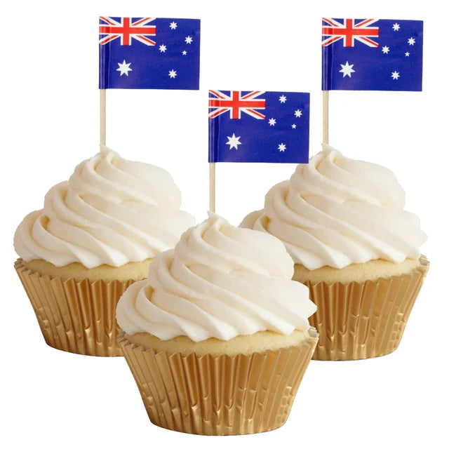 Australia Paper Flag-Pick Cupcake Toppers 50pk