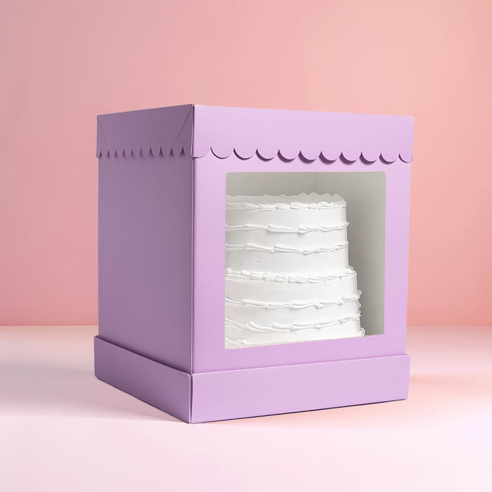 10" x 10" x 12" Tall Scalloped Cake Box - LILAC