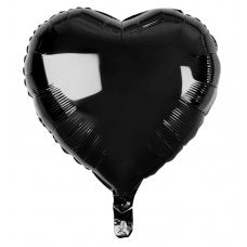 45cm Black Heart Shaped Foil Balloon