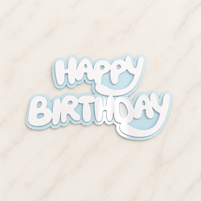 Happy Birthday Acrylic Cake Fropper Blue