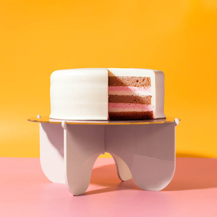 CAKE & CANDLE Plateau Gateau 3-Piece Cake Stand (SILVER / WHITE)