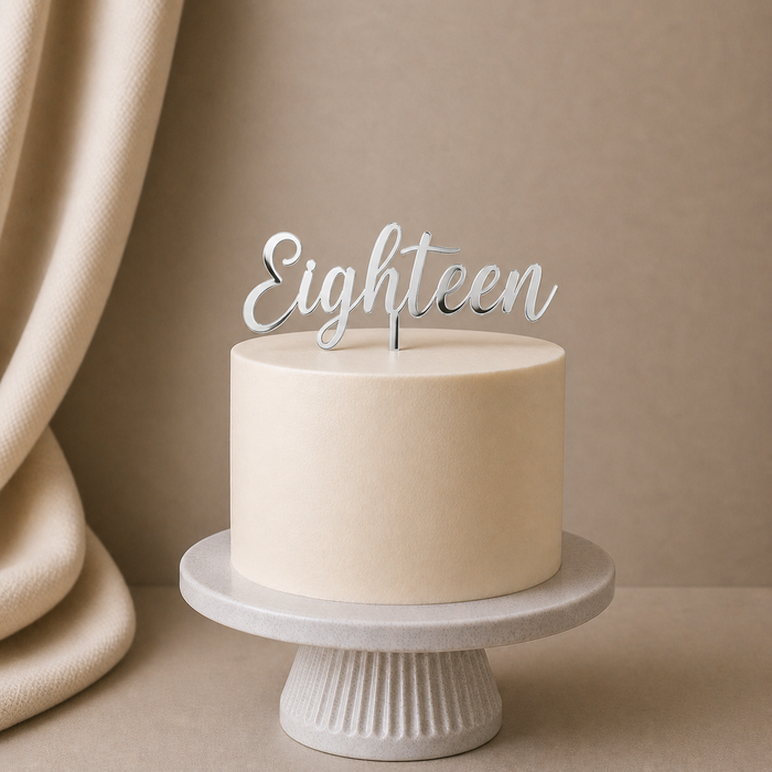 Eighteen Cursive Acrylic Cake Topper
