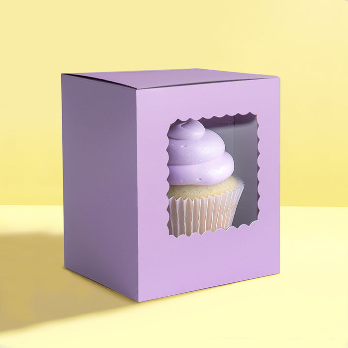 Scalloped Single Cupcake Box (Pack of 6) - LILAC