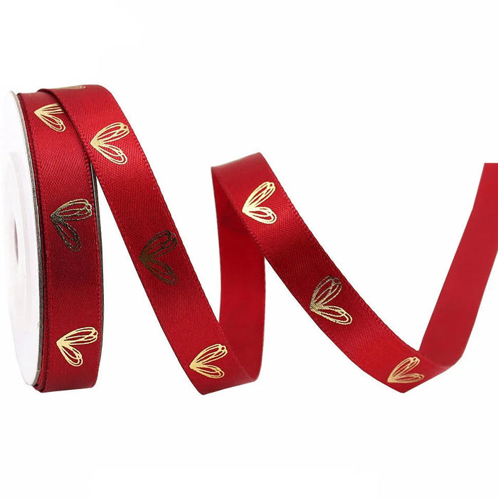Dark Red Hearts 1cm x 4.5m - Ribbon Roll