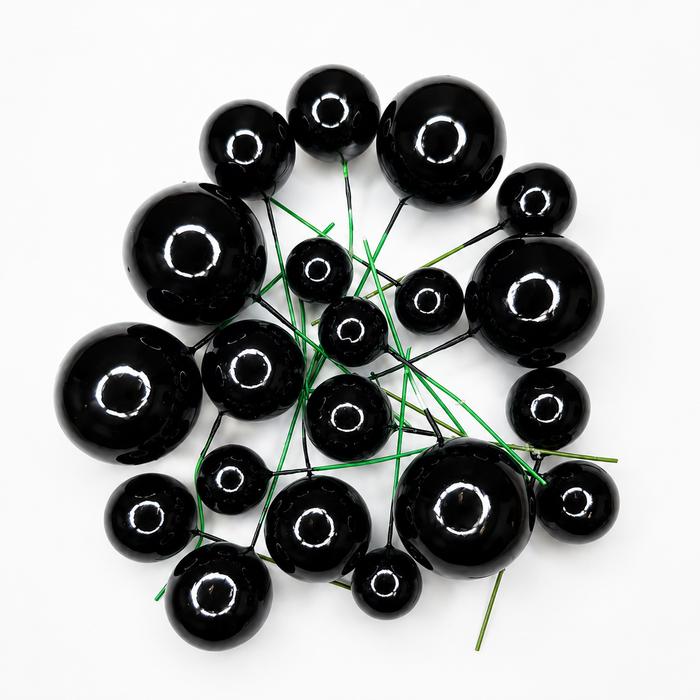 Cake Ball Toppers 20pc Mixed Sizes - Black