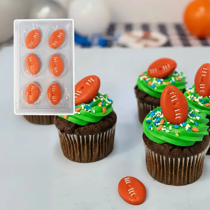 Football Sugar Decorations 6pc