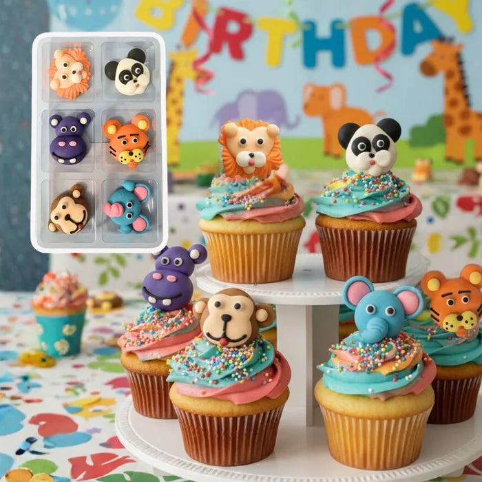Safari Animals Sugar Decorations 6pc