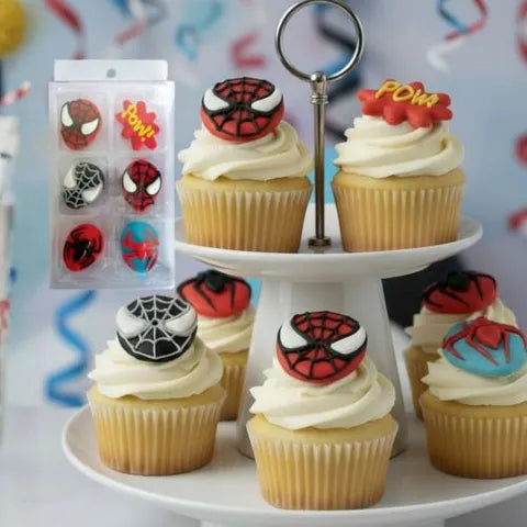 Spiderman Sugar Decorations 6pc