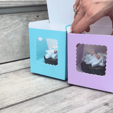 Scalloped Single Cupcake Box (Pack of 6) - PASTEL BLUE