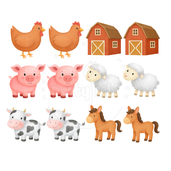 Farm Animals Edible Sugar Paper Cupcake Toppers – 12 Pack