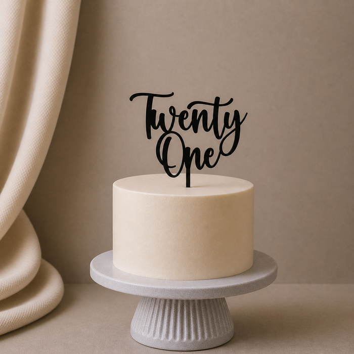 Twenty One Cursive Acrylic Cake Topper