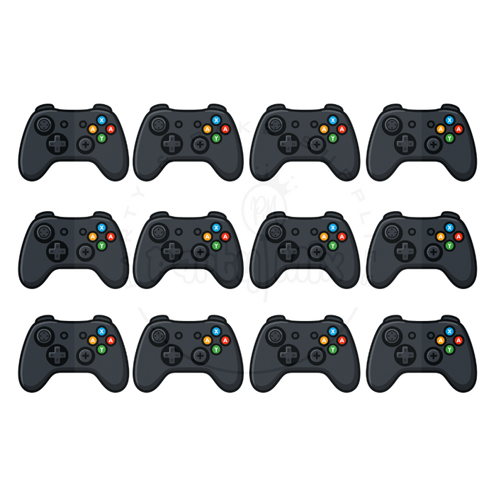 Gaming Controller Edible Sugar Paper Cupcake Toppers – 12 Pack